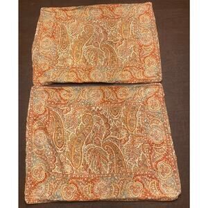 Pottery Barn Paisley Print Pillow Covers (Set of 2) 24x20 Linen Cotton Blend